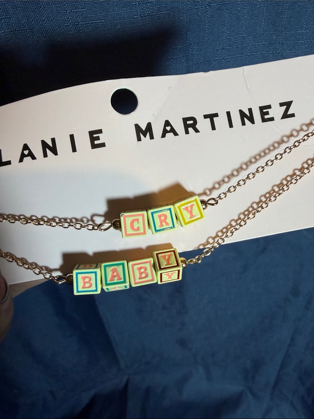 NWT Melanie Martinez Layered 'Cry Baby' Necklace with Pink & Green Enamel